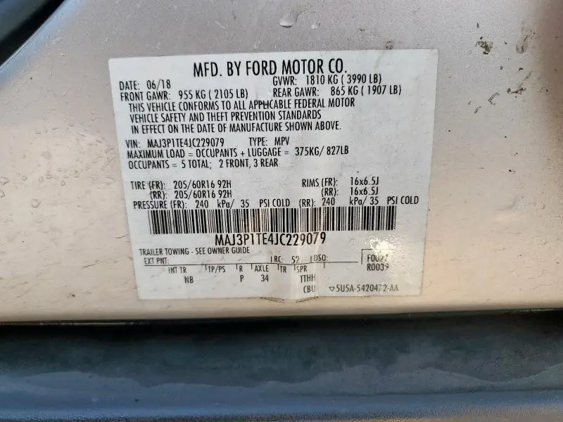 2018 FORD ECOSPORT SE  