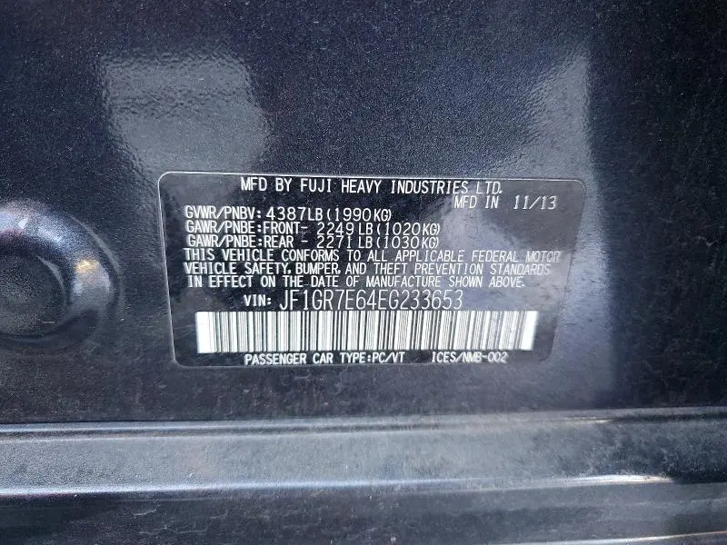 2014 SUBARU IMPREZA WRX  