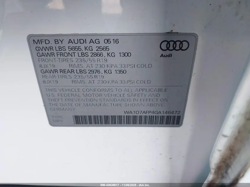 2016 AUDI Q5 3.0T PREMIUM PLUS