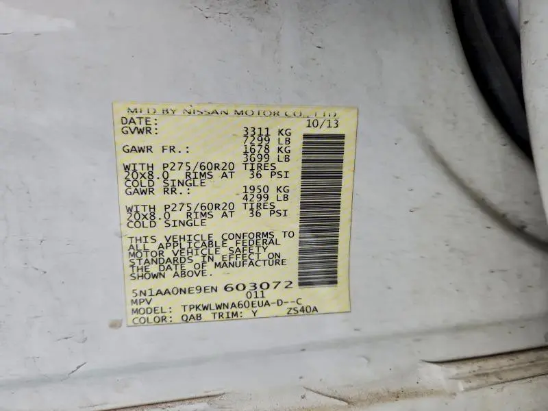 2014 NISSAN ARMADA PLATINUM  