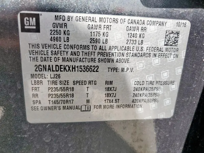 2017 CHEVROLET EQUINOX PREMIER  