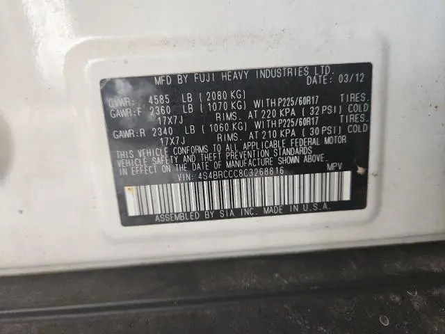 2012 SUBARU OUTBACK 2.5I PREMIUM  