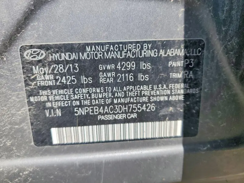 2013 HYUNDAI SONATA GLS  