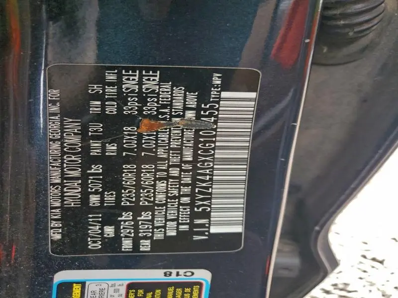 2012 HYUNDAI SANTA FE LIMITED  