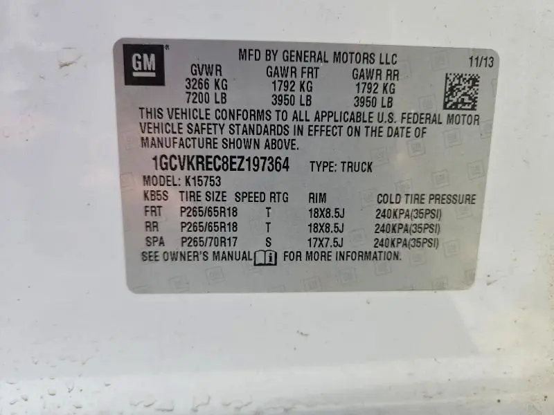 2014 CHEVROLET SILVERADO K1500 LT  