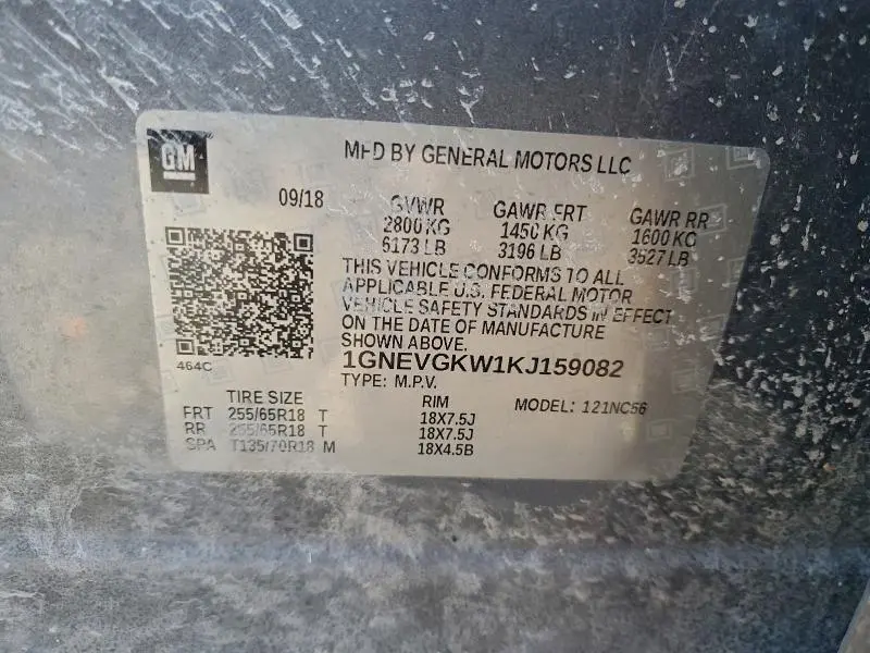 2019 CHEVROLET TRAVERSE LT  