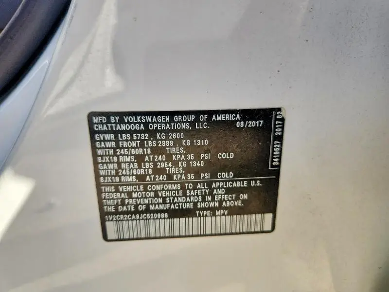 2018 VOLKSWAGEN ATLAS SE  