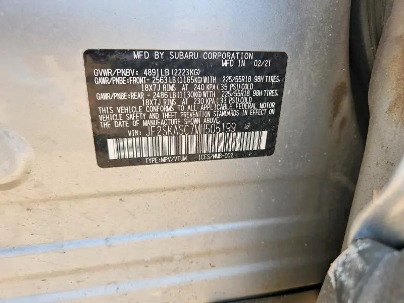 2021 SUBARU FORESTER LIMITED  