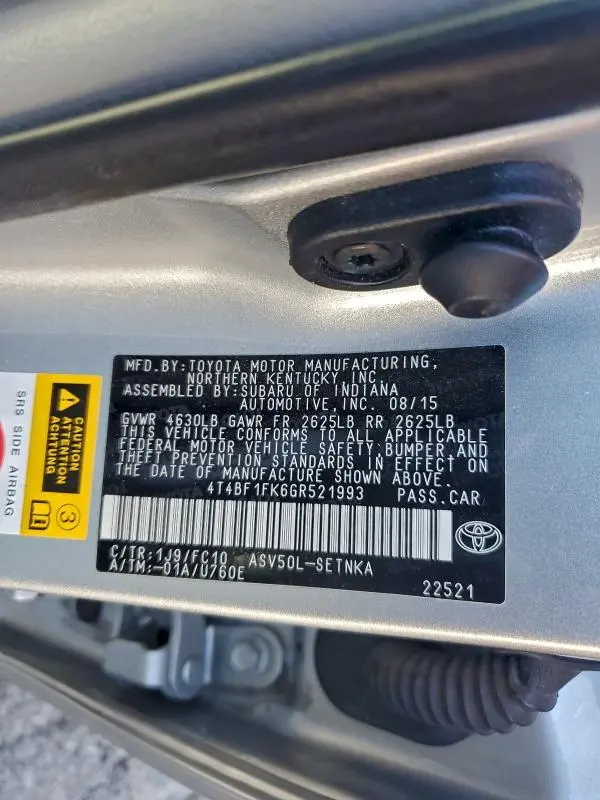 2016 TOYOTA CAMRY LE  