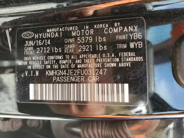 2015 HYUNDAI GENESIS 3.8L  