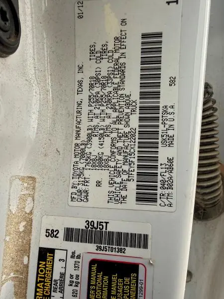 2012 TOYOTA TUNDRA CREWMAX SR5  