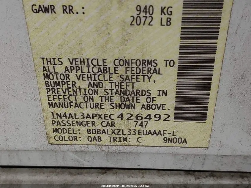 2014 NISSAN ALTIMA 2.5 SL