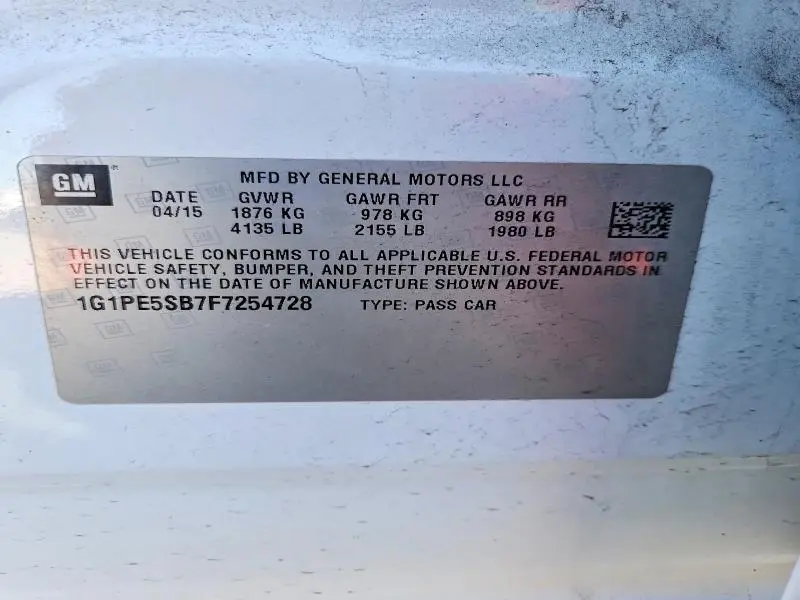 2015 CHEVROLET CRUZE LT  