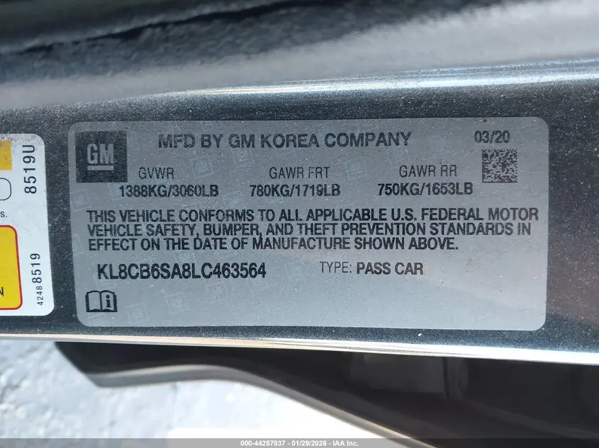 2020 CHEVROLET SPARK FWD LS AUTOMATIC