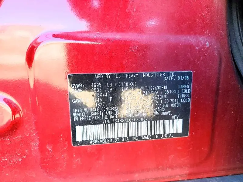 2015 SUBARU OUTBACK 2.5I LIMITED  