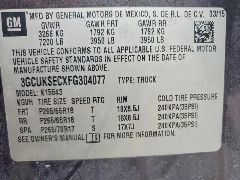 2015 CHEVROLET SILVERADO K1500 LTZ  