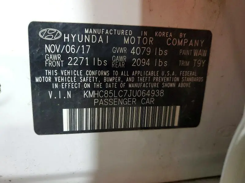 2018 HYUNDAI IONIQ LIMITED  