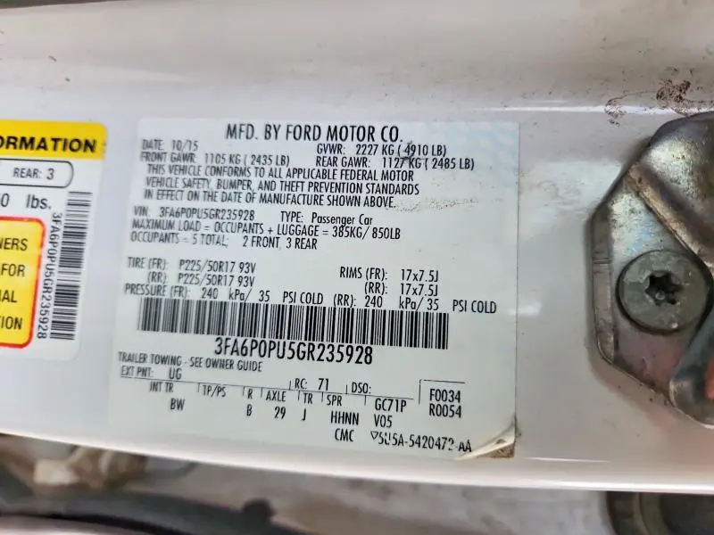2016 FORD FUSION SE PHEV  