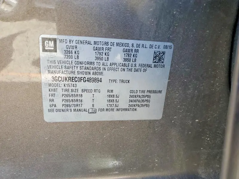 2015 CHEVROLET SILVERADO K1500 LT  