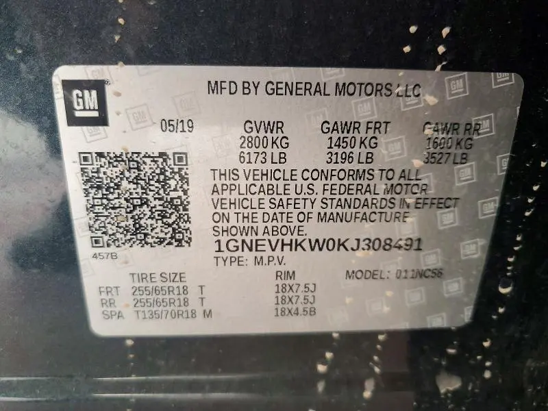 2019 CHEVROLET TRAVERSE LT  