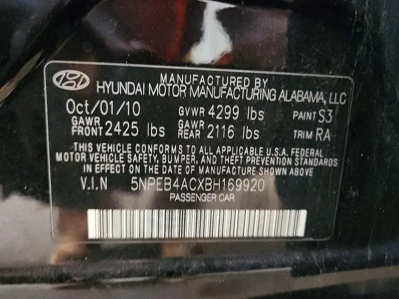 2011 HYUNDAI SONATA GLS  