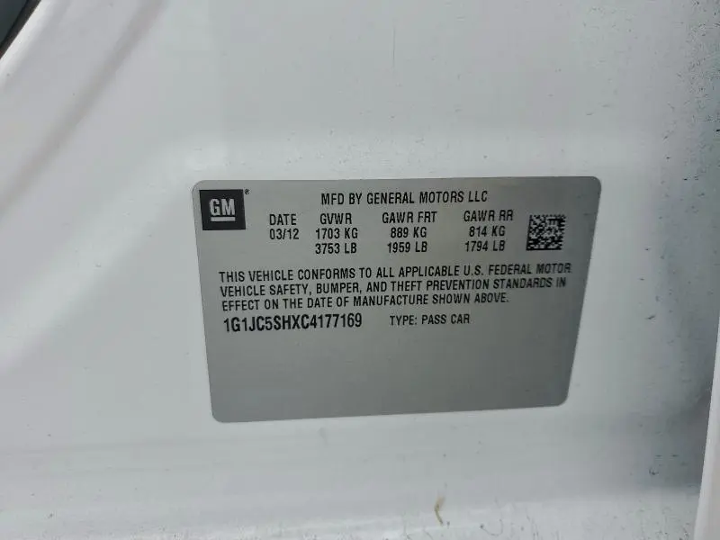 2012 CHEVROLET SONIC LT  