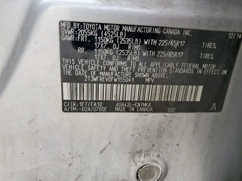 2015 TOYOTA RAV4 XLE