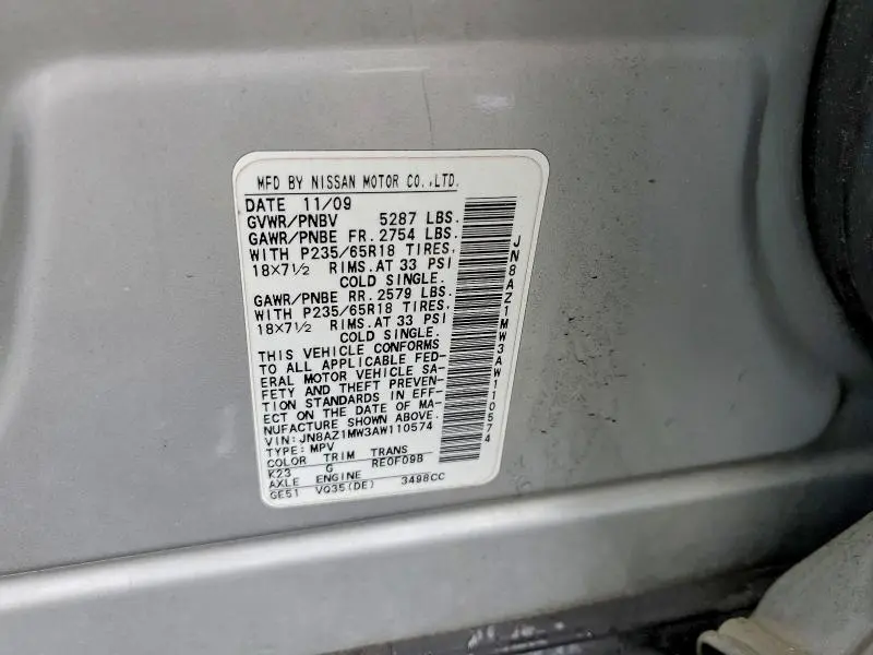 2010 NISSAN MURANO S  