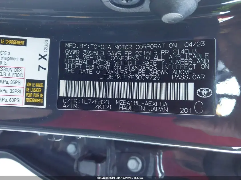 2023 TOYOTA COROLLA LE