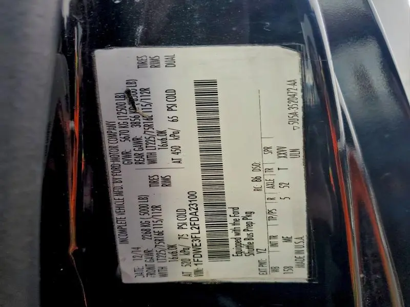 2015 FORD ECONOLINE E350 SUPER DUTY CUTAWAY VAN  