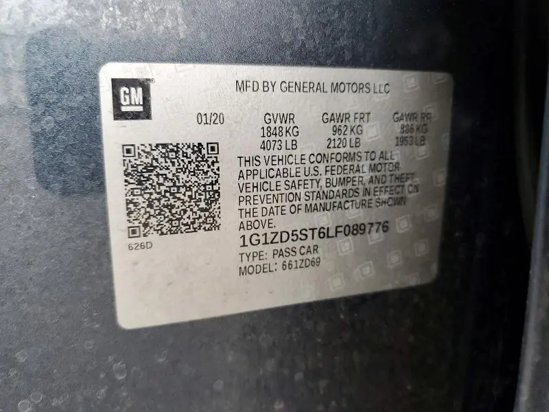 2020 CHEVROLET MALIBU LT  