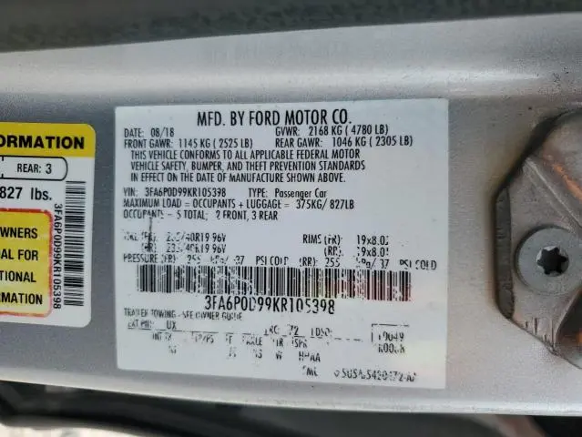2019 FORD FUSION TITANIUM  
