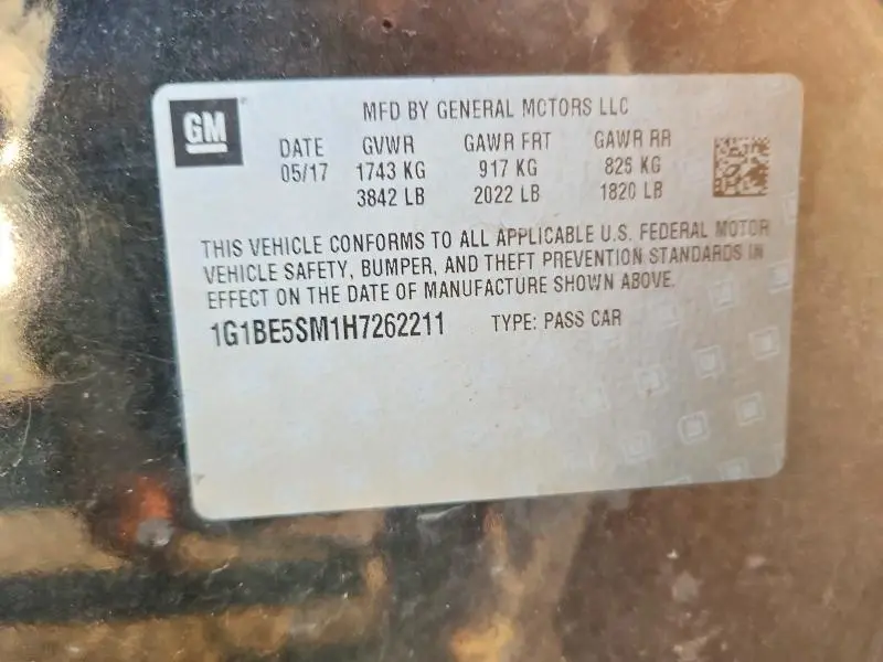 2017 CHEVROLET CRUZE LT  