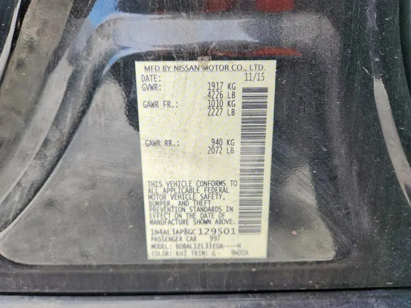 2016 NISSAN ALTIMA 2.5 SV  