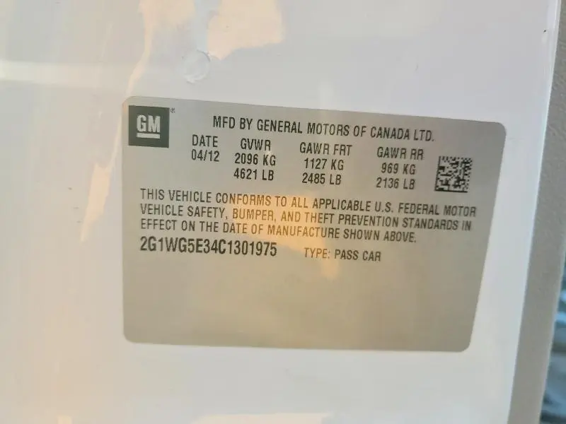 2012 CHEVROLET IMPALA LT  