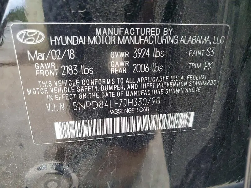 2018 HYUNDAI ELANTRA SEL  