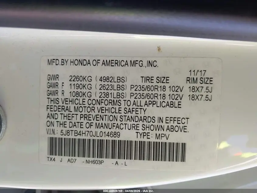 2018 ACURA RDX ADVANCE PACKAGE