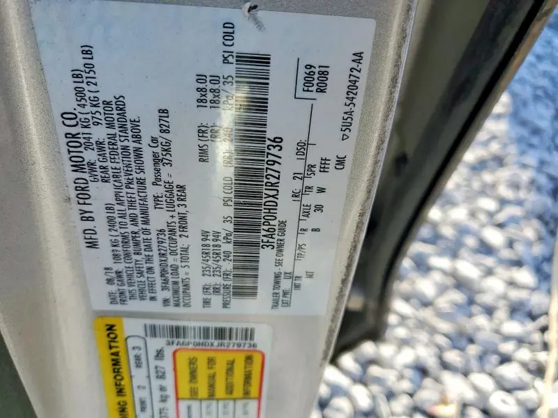 2018 FORD FUSION SE  