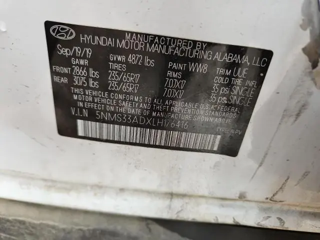 2020 HYUNDAI SANTA FE SEL  