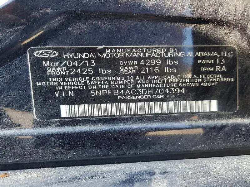 2013 HYUNDAI SONATA GLS  