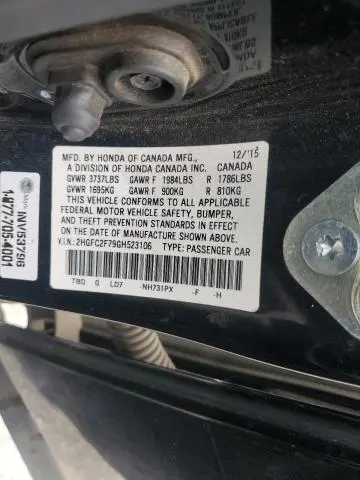 2016 HONDA CIVIC EX  