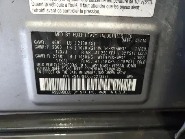 2011 SUBARU OUTBACK 3.6R LIMITED  