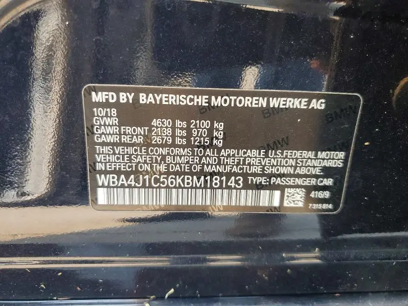 2019 BMW 430I GRAN COUPE  