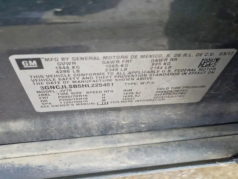 2017 CHEVROLET TRAX 1LT  