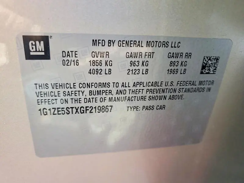 2016 CHEVROLET MALIBU   