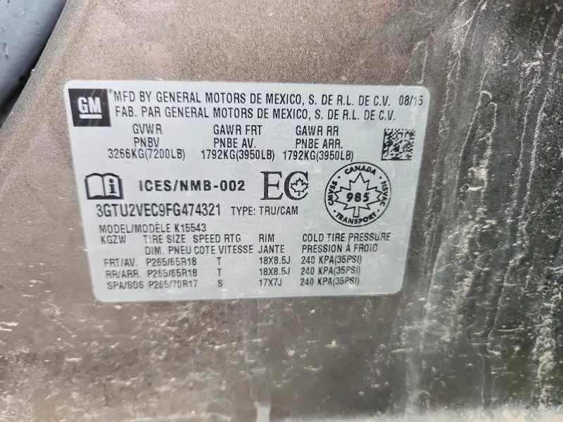 2015 GMC SIERRA K1500 SLT  