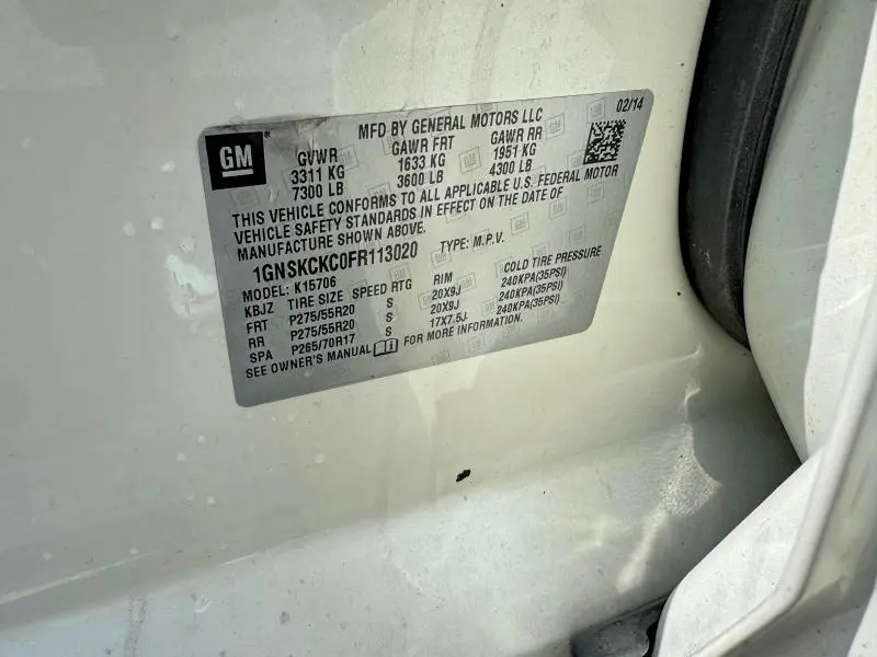 2015 CHEVROLET TAHOE K1500 LTZ  