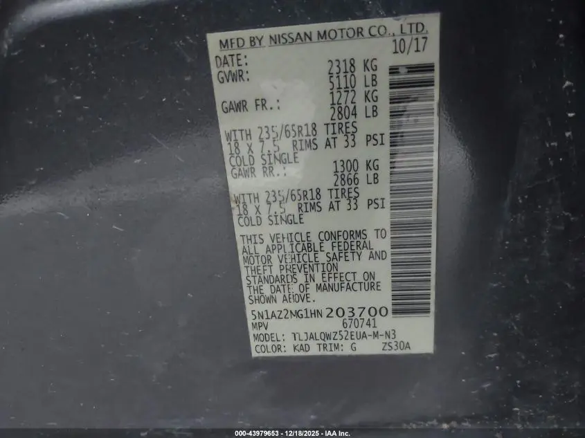 2017 NISSAN MURANO SV