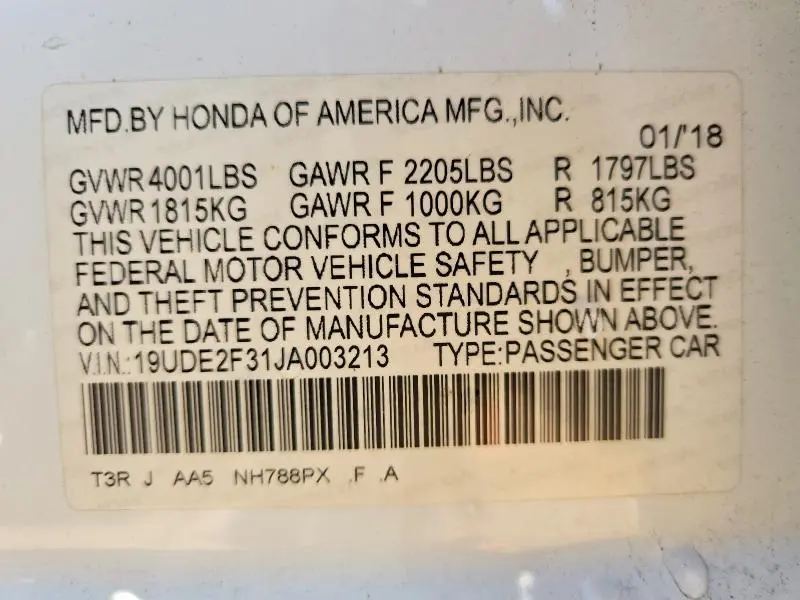 2018 ACURA ILX BASE WATCH PLUS  