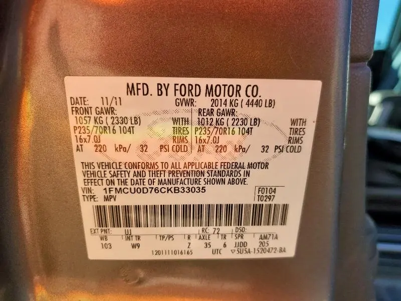 2012 FORD ESCAPE XLT  